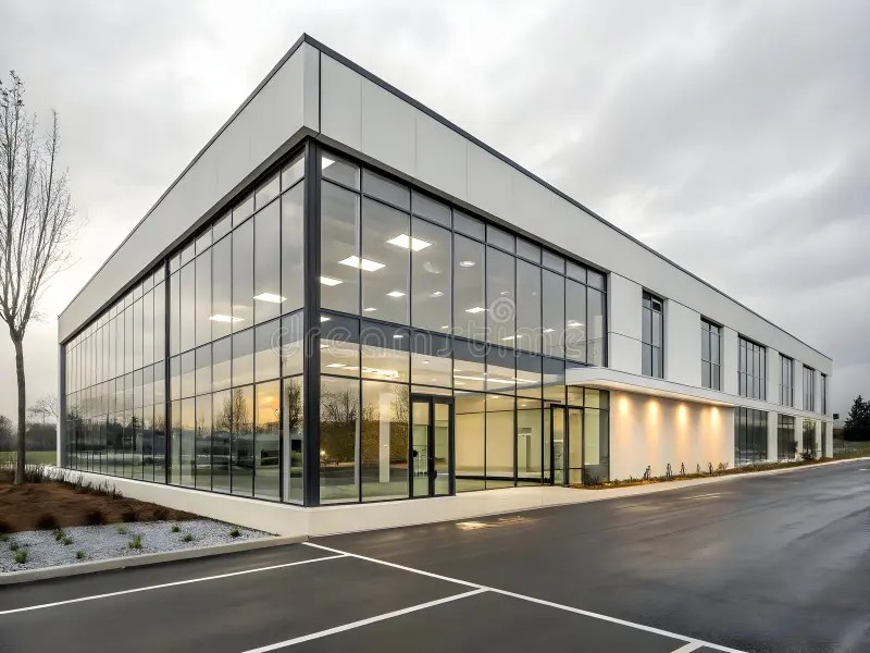 Commercial office building glass facade
